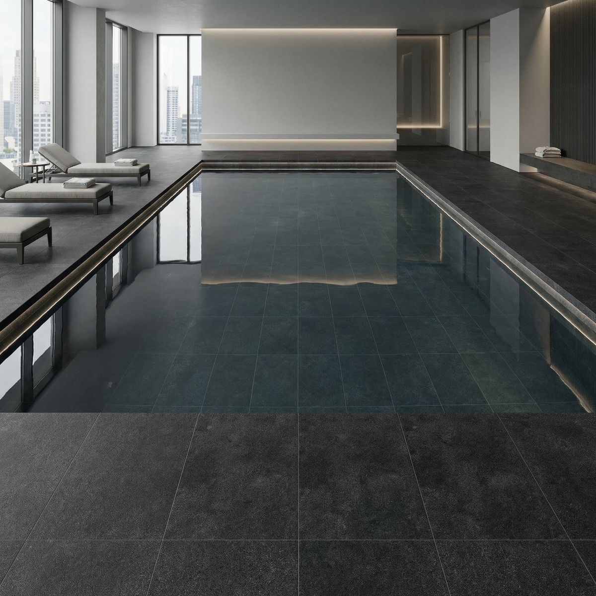 Gresie IRON ANTHRACITE F P 600X1200X8 R MAT 1S negru | CeraMall.ro