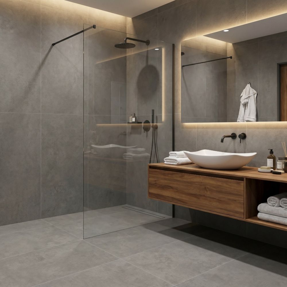 Gresie CONCRETE DARK GREY F P 600X1200X8 R MAT 1L gri | în Romania